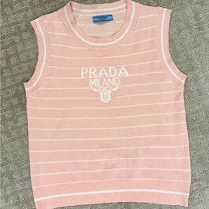 Prada logo striped sweater vest / sleeveless knit top sz S/M